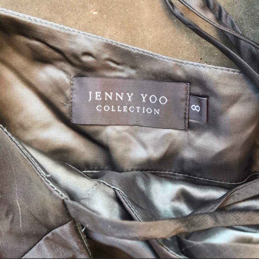 Jenny Yoo, Pleated gray cocktail dress, wedding. Lightly used.